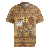 Western Cowboy Christmas Rugby Jersey Cowboy Santa Ho Ho Ho Retro - Wonder Print Shop