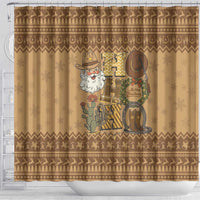 Western Cowboy Christmas Shower Curtain Cowboy Santa Ho Ho Ho Retro - Wonder Print Shop