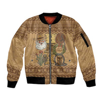 Western Cowboy Christmas Sleeve Zip Bomber Jacket Cowboy Santa Ho Ho Ho Retro - Wonder Print Shop