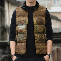 Western Cowboy Christmas Sleeveless Puffer Jacket Cowboy Santa Ho Ho Ho Retro - Wonder Print Shop