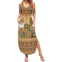 Western Cowboy Christmas Summer Maxi Dress Cowboy Santa Ho Ho Ho Retro - Wonder Print Shop