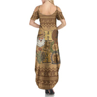 Western Cowboy Christmas Summer Maxi Dress Cowboy Santa Ho Ho Ho Retro - Wonder Print Shop