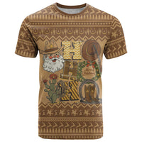 Western Cowboy Christmas T Shirt Cowboy Santa Ho Ho Ho Retro - Wonder Print Shop