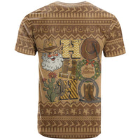 Western Cowboy Christmas T Shirt Cowboy Santa Ho Ho Ho Retro - Wonder Print Shop