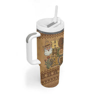 Western Cowboy Christmas Tumbler With Handle Cowboy Santa Ho Ho Ho Retro - Wonder Print Shop