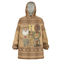 Western Cowboy Christmas Wearable Blanket Hoodie Cowboy Santa Ho Ho Ho Retro - Wonder Print Shop