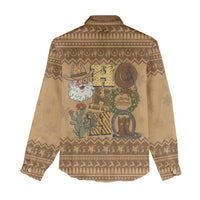 Western Cowboy Christmas Women Casual Shirt Cowboy Santa Ho Ho Ho Retro - Wonder Print Shop
