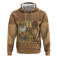Western Cowboy Christmas Zip Hoodie Cowboy Santa Ho Ho Ho Retro - Wonder Print Shop