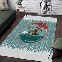 Cowboy Christmas Area Rug Giddy Up Jingle Horse Green Version - Wonder Print Shop