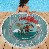 Cowboy Christmas Beach Blanket Giddy Up Jingle Horse Green Version - Wonder Print Shop