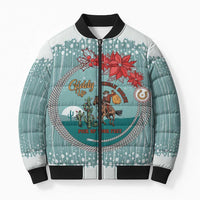 Cowboy Christmas Bomber Puffer Jacket Giddy Up Jingle Horse Green Version - Wonder Print Shop