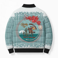 Cowboy Christmas Bomber Puffer Jacket Giddy Up Jingle Horse Green Version - Wonder Print Shop