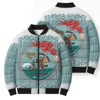 Cowboy Christmas Bomber Puffer Jacket Giddy Up Jingle Horse Green Version - Wonder Print Shop