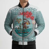Cowboy Christmas Bomber Puffer Jacket Giddy Up Jingle Horse Green Version - Wonder Print Shop