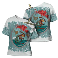 Cowboy Christmas Cross Shoulder Shirt Giddy Up Jingle Horse Green Version - Wonder Print Shop