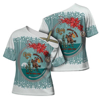 Cowboy Christmas Cross Shoulder Shirt Giddy Up Jingle Horse Green Version - Wonder Print Shop
