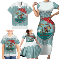Cowboy Christmas Family Matching Short Sleeve Bodycon Dress and Hawaiian Shirt Giddy Up Jingle Horse Green Version - Wonder Print Shop