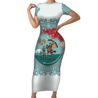 Cowboy Christmas Family Matching Short Sleeve Bodycon Dress and Hawaiian Shirt Giddy Up Jingle Horse Green Version - Wonder Print Shop