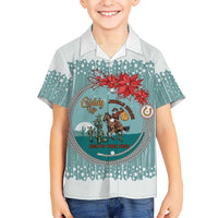 Cowboy Christmas Family Matching Short Sleeve Bodycon Dress and Hawaiian Shirt Giddy Up Jingle Horse Green Version - Wonder Print Shop