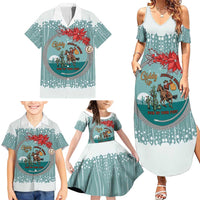 Cowboy Christmas Family Matching Summer Maxi Dress and Hawaiian Shirt Giddy Up Jingle Horse Green Version - Wonder Print Shop