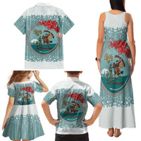 Cowboy Christmas Family Matching Tank Maxi Dress and Hawaiian Shirt Giddy Up Jingle Horse Green Version - Wonder Print Shop