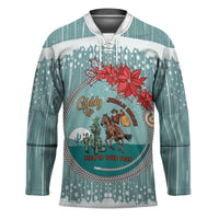Cowboy Christmas Hockey Jersey Giddy Up Jingle Horse Green Version - Wonder Print Shop