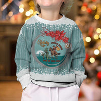 Cowboy Christmas Kid Ugly Christmas Sweater Giddy Up Jingle Horse Green Version - Wonder Print Shop