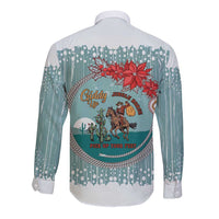 Cowboy Christmas Long Sleeve Button Shirt Giddy Up Jingle Horse Green Version - Wonder Print Shop