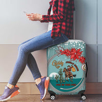 Cowboy Christmas Luggage Cover Giddy Up Jingle Horse Green Version - Wonder Print Shop
