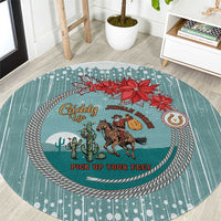 Cowboy Christmas Round Carpet Giddy Up Jingle Horse Green Version - Wonder Print Shop