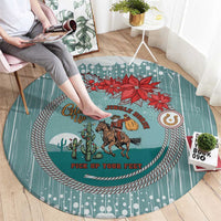 Cowboy Christmas Round Carpet Giddy Up Jingle Horse Green Version - Wonder Print Shop