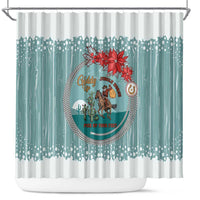 Cowboy Christmas Shower Curtain Giddy Up Jingle Horse Green Version - Wonder Print Shop