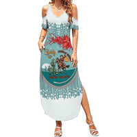 Cowboy Christmas Summer Maxi Dress Giddy Up Jingle Horse Green Version - Wonder Print Shop