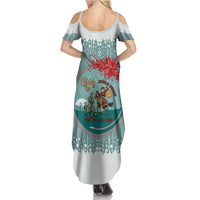 Cowboy Christmas Summer Maxi Dress Giddy Up Jingle Horse Green Version - Wonder Print Shop