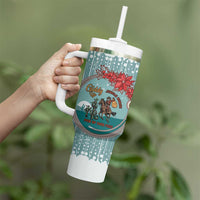 Cowboy Christmas Tumbler With Handle Giddy Up Jingle Horse Green Version - Wonder Print Shop