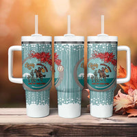 Cowboy Christmas Tumbler With Handle Giddy Up Jingle Horse Green Version - Wonder Print Shop