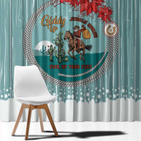 Cowboy Christmas Window Curtain Giddy Up Jingle Horse Green Version - Wonder Print Shop