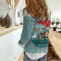Cowboy Christmas Women Casual Shirt Giddy Up Jingle Horse Green Version - Wonder Print Shop