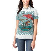 Cowboy Christmas Women Polo Shirt Giddy Up Jingle Horse Green Version - Wonder Print Shop