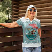 Cowboy Christmas Women Polo Shirt Giddy Up Jingle Horse Green Version - Wonder Print Shop