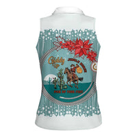 Cowboy Christmas Women Sleeveless Polo Shirt Giddy Up Jingle Horse Green Version - Wonder Print Shop