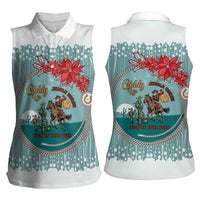 Cowboy Christmas Women Sleeveless Polo Shirt Giddy Up Jingle Horse Green Version - Wonder Print Shop