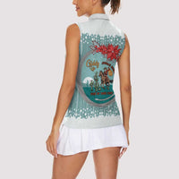 Cowboy Christmas Women Sleeveless Polo Shirt Giddy Up Jingle Horse Green Version - Wonder Print Shop
