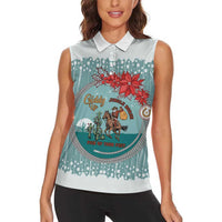 Cowboy Christmas Women Sleeveless Polo Shirt Giddy Up Jingle Horse Green Version - Wonder Print Shop