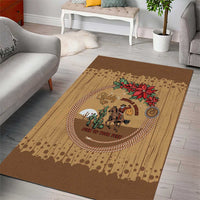 Cowboy Christmas Area Rug Giddy Up Jingle Horse Brown Version - Wonder Print Shop