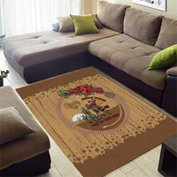 Cowboy Christmas Area Rug Giddy Up Jingle Horse Brown Version - Wonder Print Shop