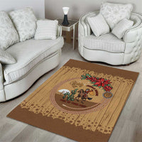 Cowboy Christmas Area Rug Giddy Up Jingle Horse Brown Version - Wonder Print Shop