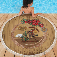 Cowboy Christmas Beach Blanket Giddy Up Jingle Horse Brown Version - Wonder Print Shop