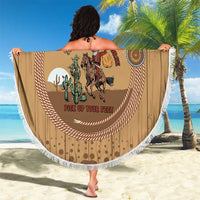 Cowboy Christmas Beach Blanket Giddy Up Jingle Horse Brown Version - Wonder Print Shop