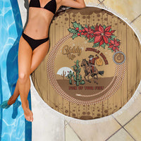 Cowboy Christmas Beach Blanket Giddy Up Jingle Horse Brown Version - Wonder Print Shop